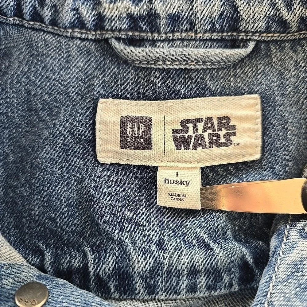 Gap Kids Star Wars Millennium Falcon Denim‎ Jean Jacket Size L Husky Distressed